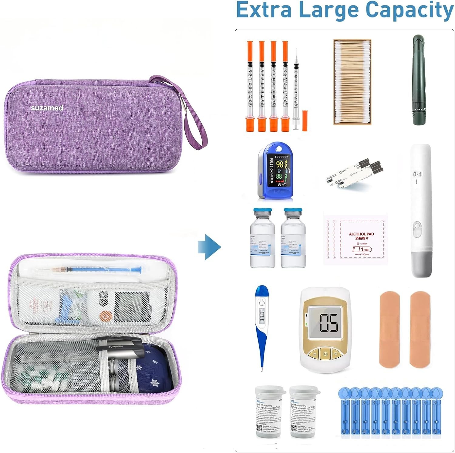 Durable EVA Insulin Travel Case with Large Capacity & 2 Reusable Ice Packs