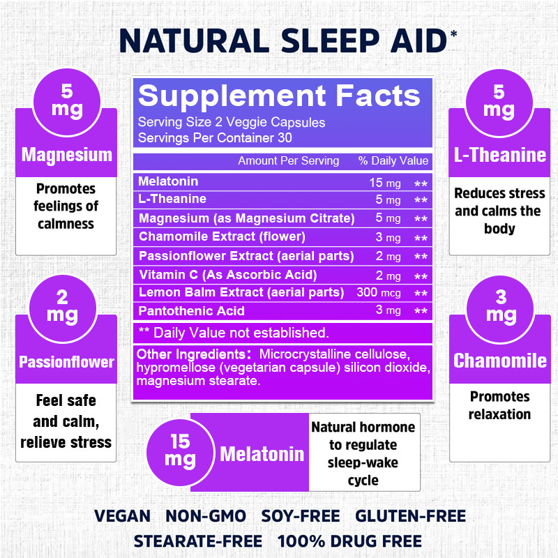 Deep Sleep Formula 60ct, Fall Asleep & Stay Asleep, Melatonin Sleeping Aid