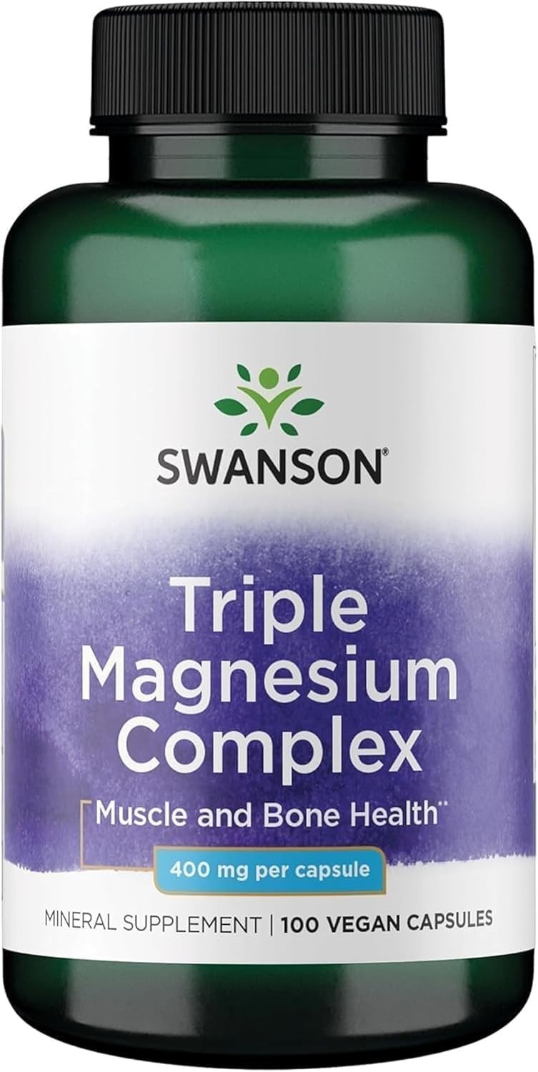 Swanson Triple Magnesium Complex – 100 Capsules, 400mg 100 Count (Pack of 1)