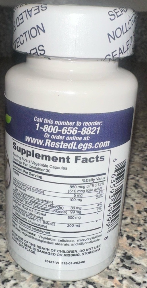 Rested Legs – Easy to Swallow Capsules (60 Capsules). Exp 08/26