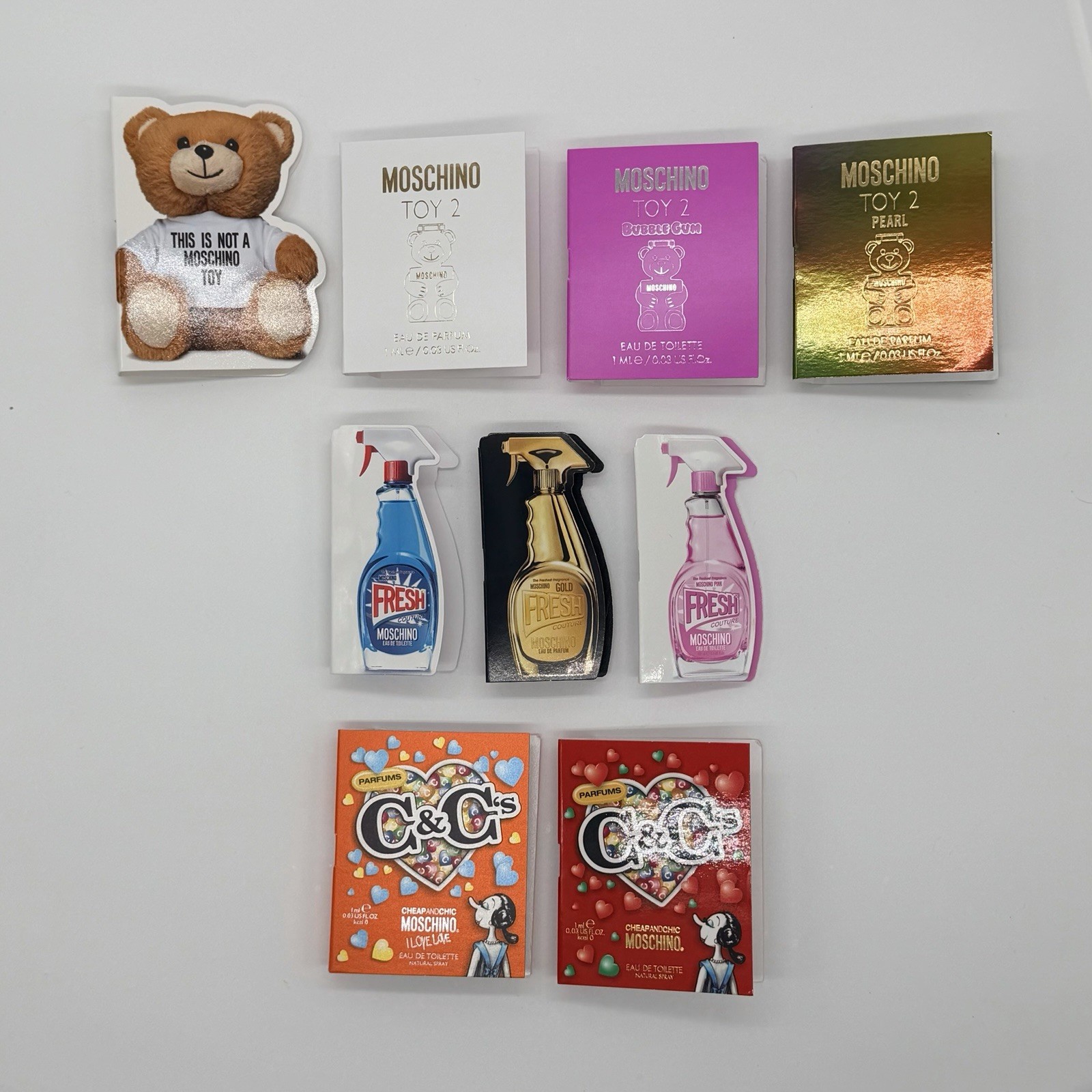 Moschino 9PC Perfum Sample Set ( See Description)