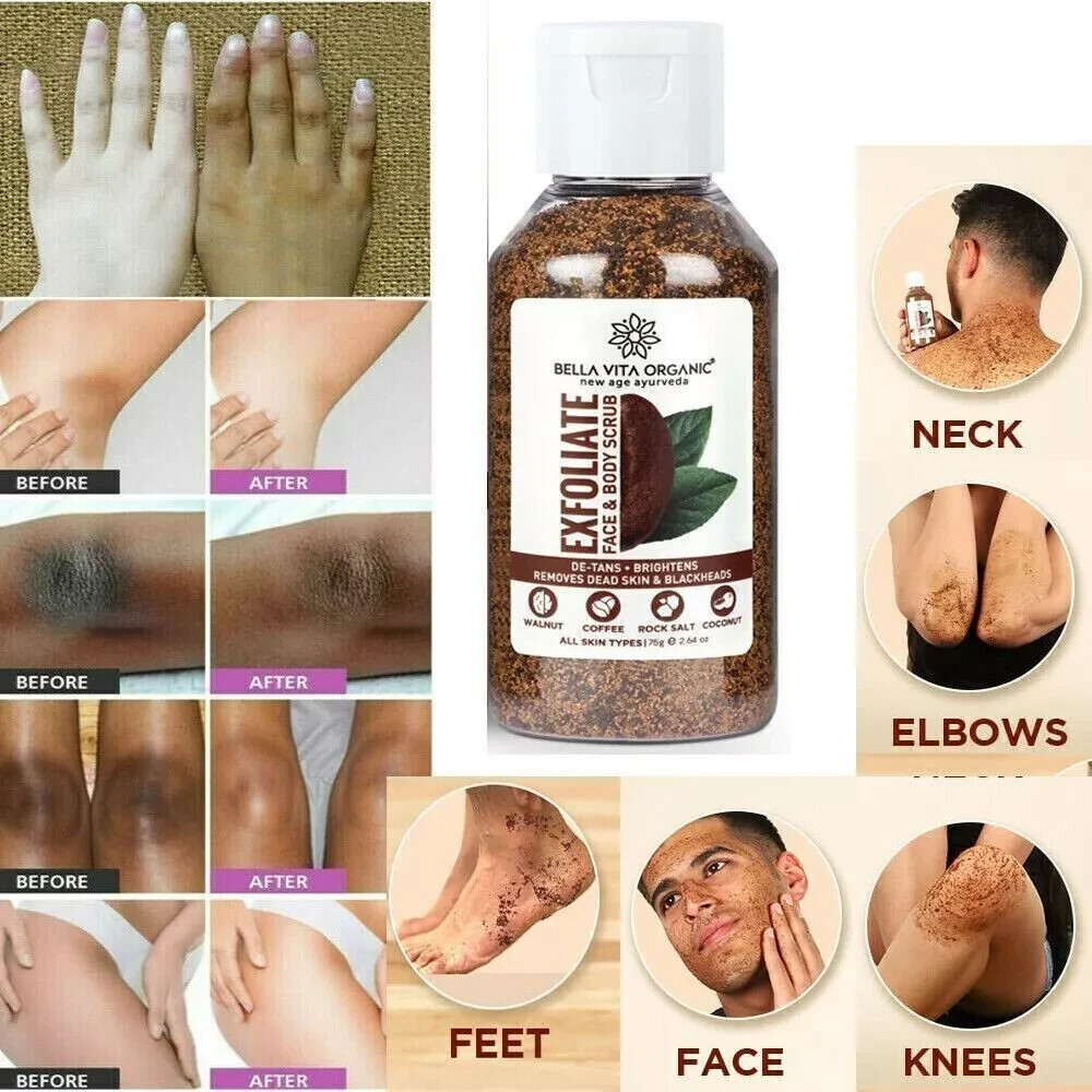 Coffee Scrub For Face Body Neck Knees Blackhead Remover Tan Dirt Removal 75 g