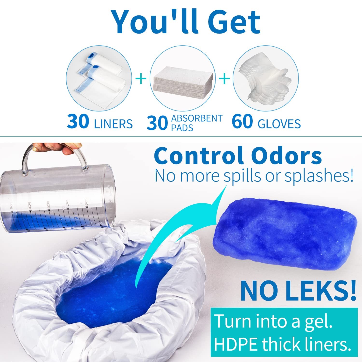 Bedpan Liners with Super Absorbent Pads – Value Pack 30 Count – Bed pan Bag D…