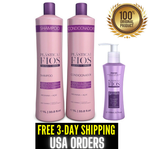 Cadiveu Plastica Dos Fios Kit Home Care Shampoo Conditioner Primer 3 Days USA