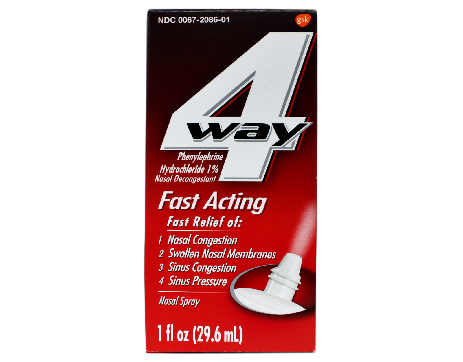 4 Way Fast Acting Nasal Decongestant Sinus Spray Relief 1 Fluid Ounces each
