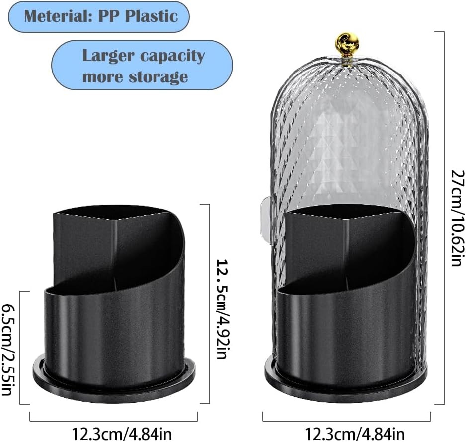 Makeup Brush Holder with Lid,360 Rotating Multifunction Clear Dustproof Skincare