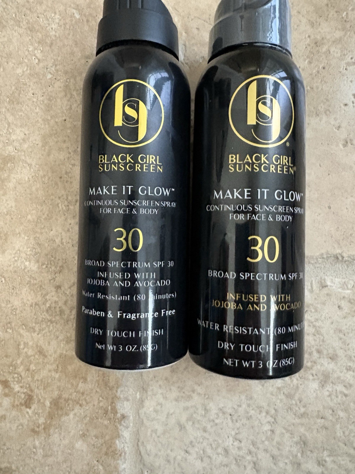 2x- Black Girl Make It Glow 3 oz Sunscreen Spray SPF 30, Fragrance Free Exp 1/27