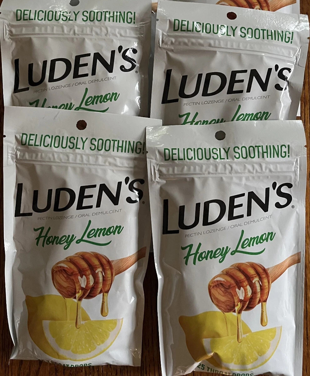 4 Bags Luden’s LUDENS Honey Lemon Flavor Throat Drops 25 Ct EACH SEALED