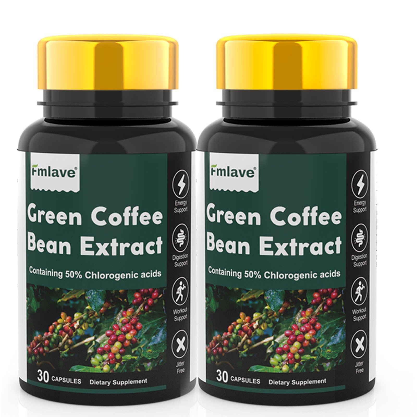2x Green Coffee Bean Extract for Weight Loss Women and Men, 50% Chlorogenic Acid