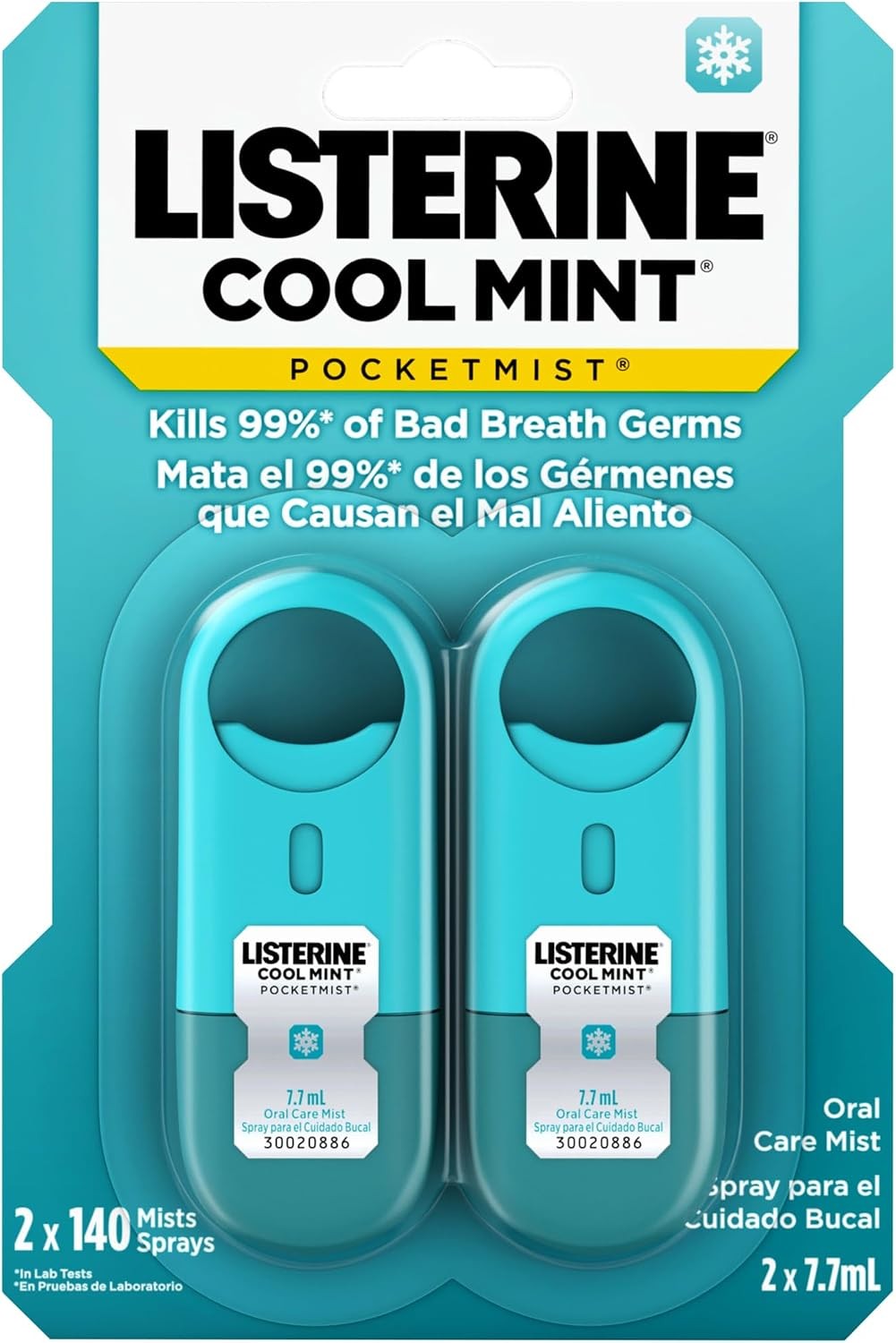Listerine Cool Mint Pocketmist Oral Care Mist for Fresh Breath, Non-Aerosol Suga