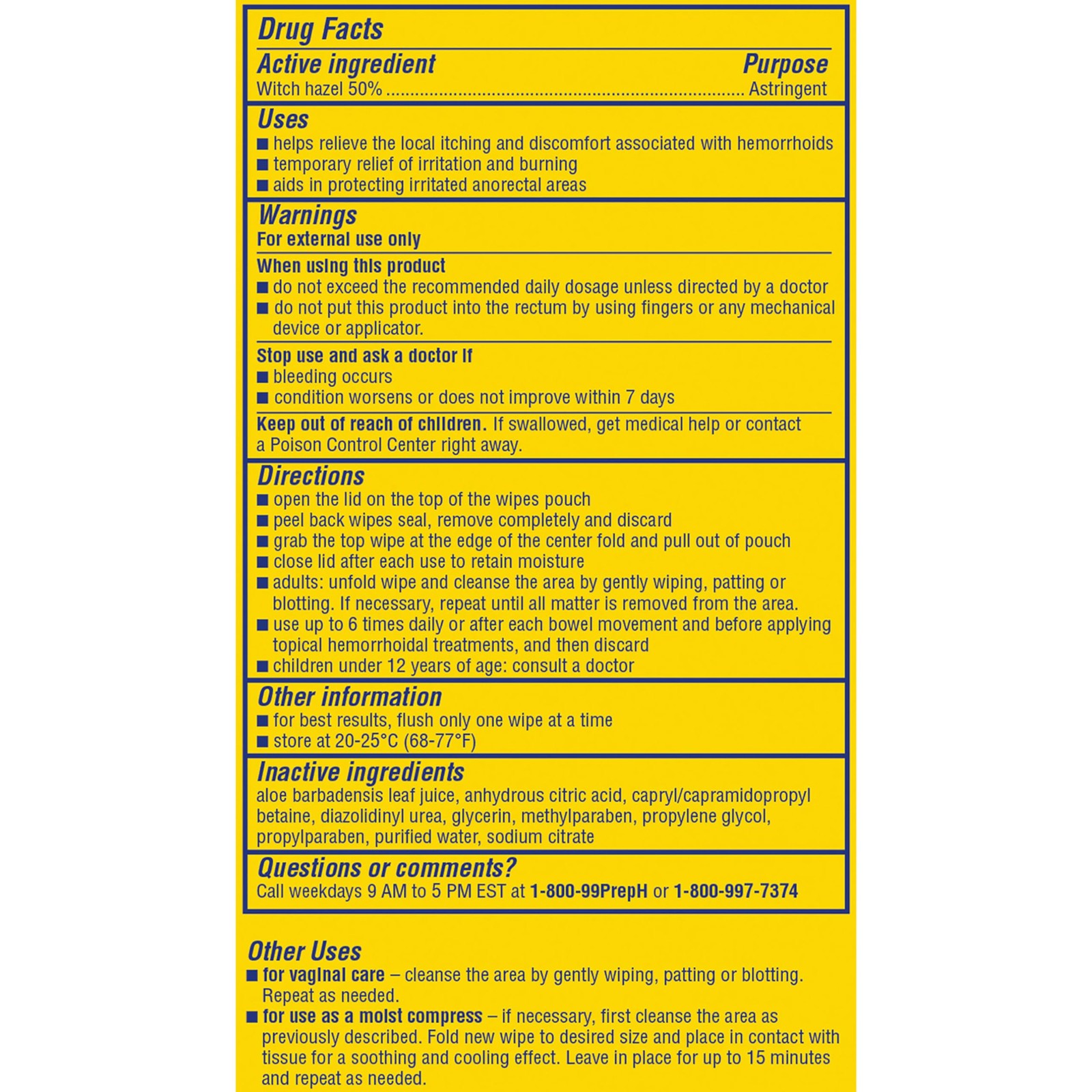 Preparation H Hemorrhoid Flushable Wipes with Witch 48 Count (Pack of 2)