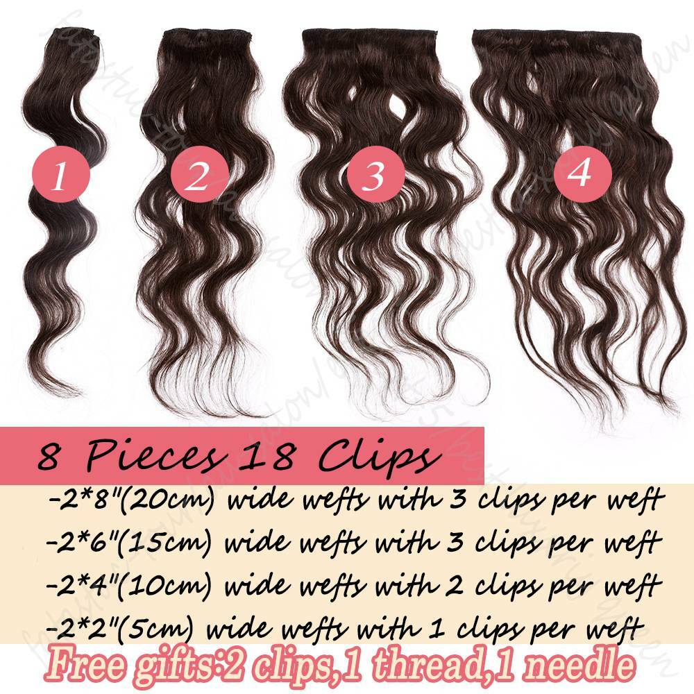 Extra Thick 150g+ Double Weft Clip In Human Hair Extensions Full Head 10-24 Inch