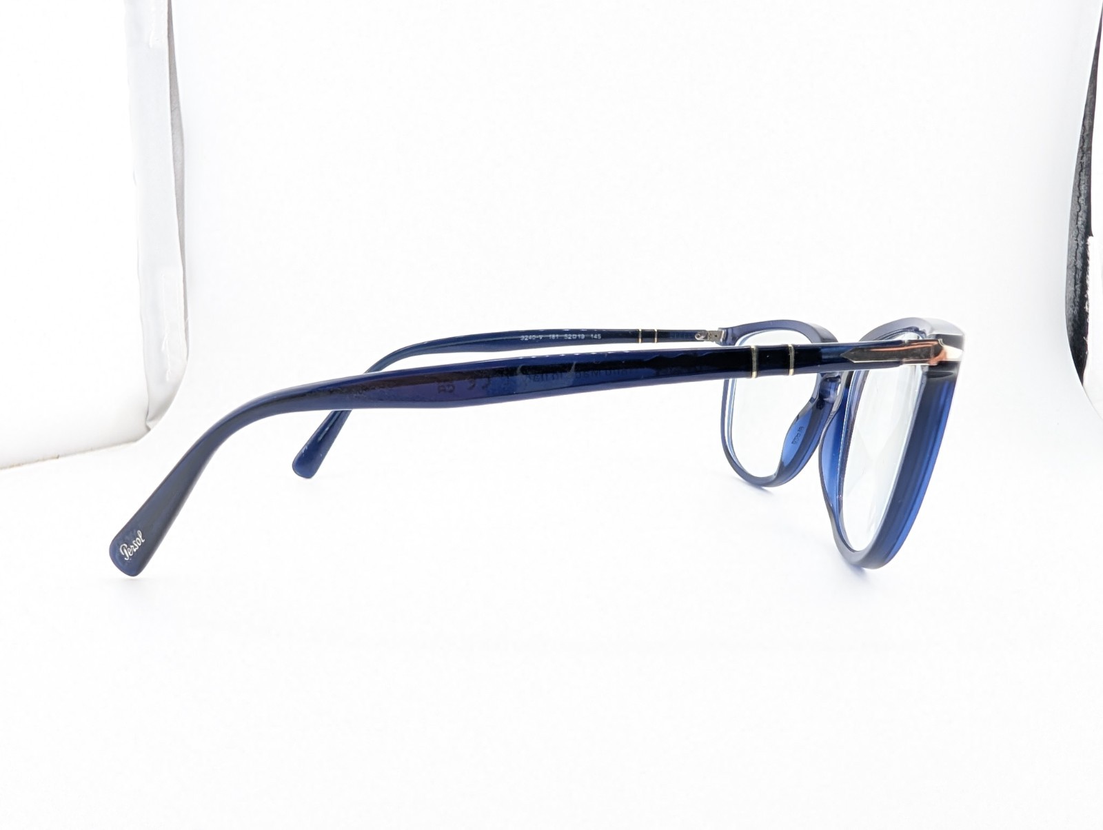 Persol Eyeglasses Frames Only, 3240-V 181, 52-19-145, Blue, Made in Italy