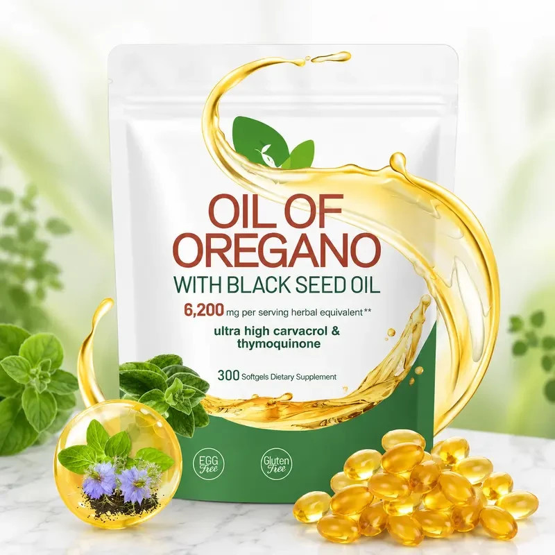NEW VivoNu Oil of Oregano Capsules with Black Seed Oil Organic Oregano Softgels