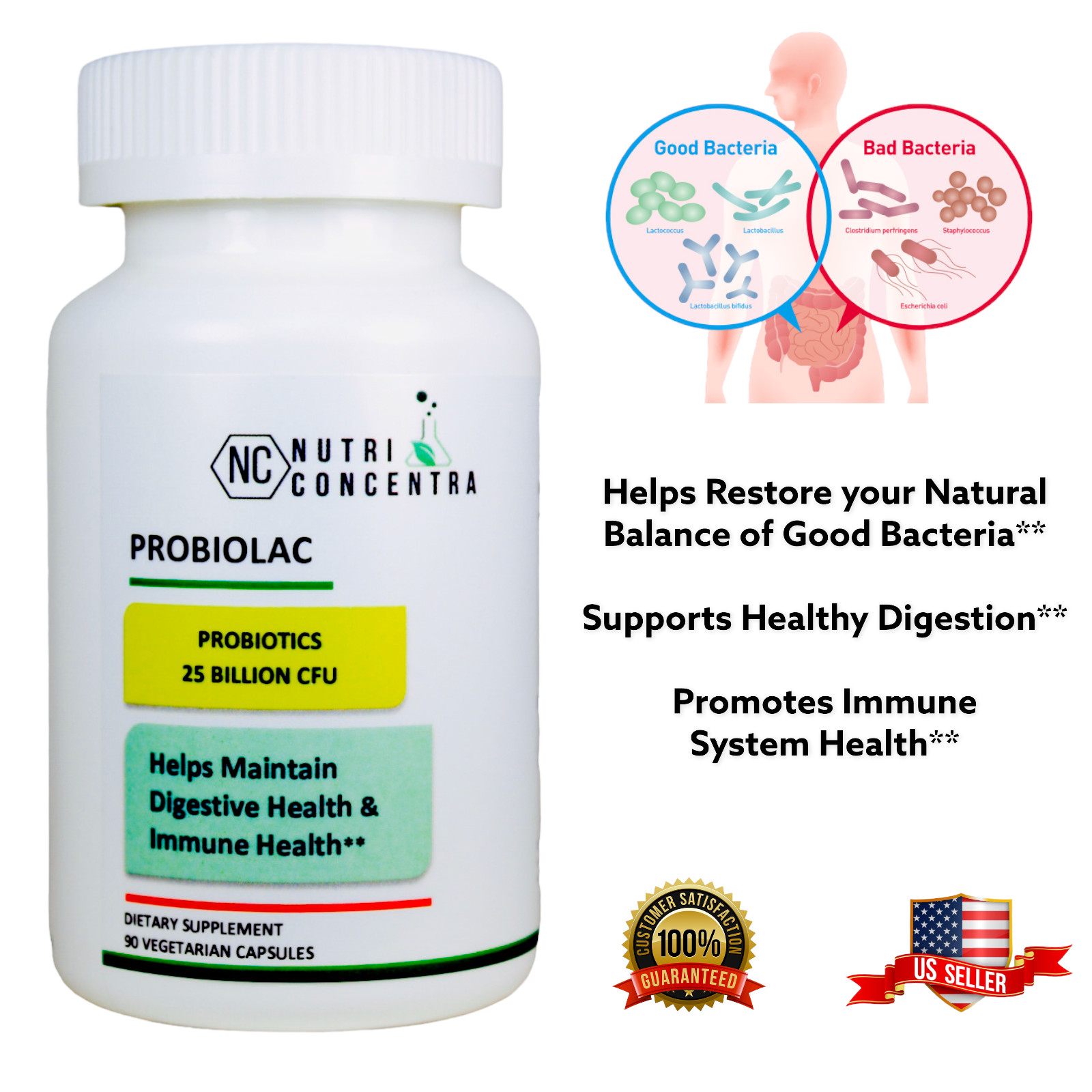 Probiotics, Super Formula with 19 Deferent types of microorganisms, 500 mg, 20B.