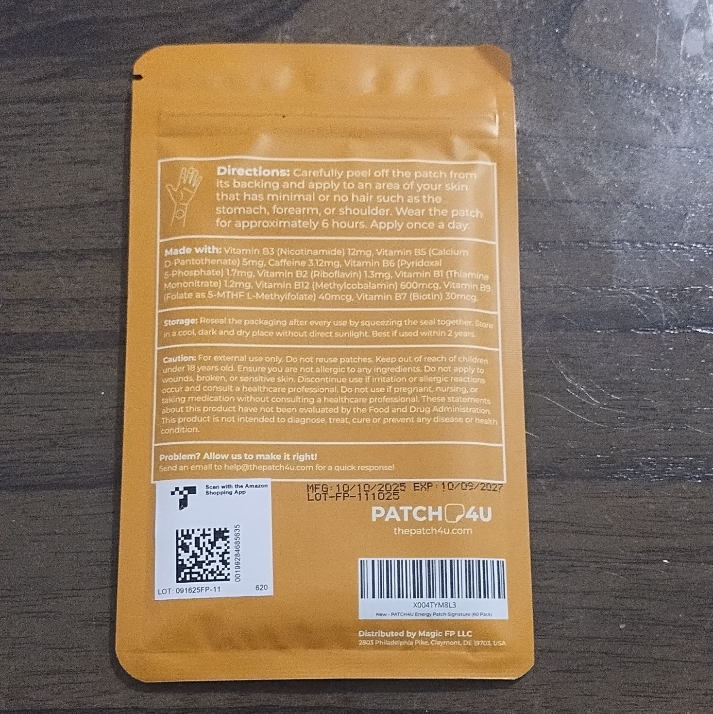 PATCH4U Energy Support Patches Advanced Formula 60 Ct GMO Free 100% Natural
