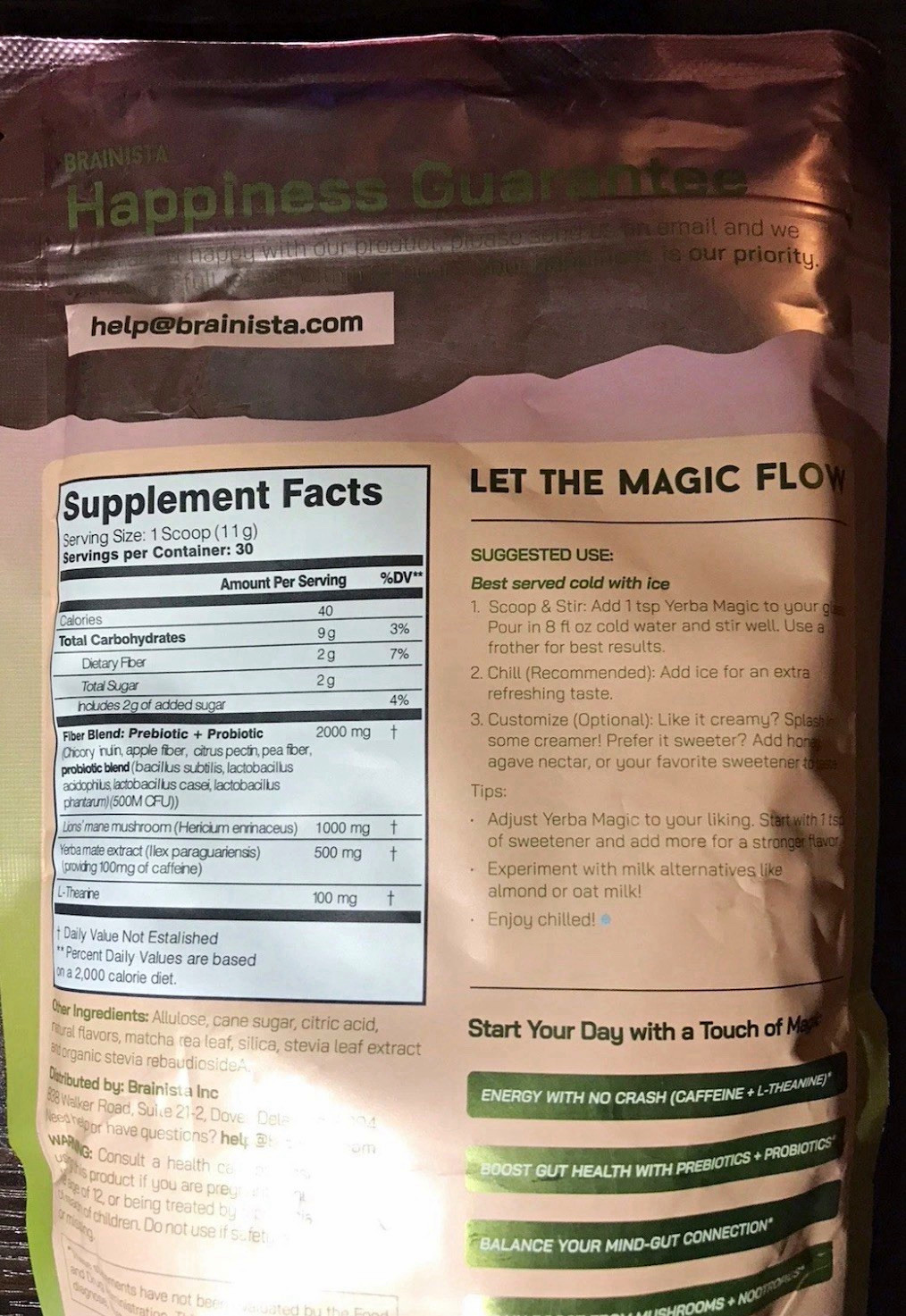 Brainista Yerba Magic Yerba Mate Powder Strawberry Matcha 11.64oz