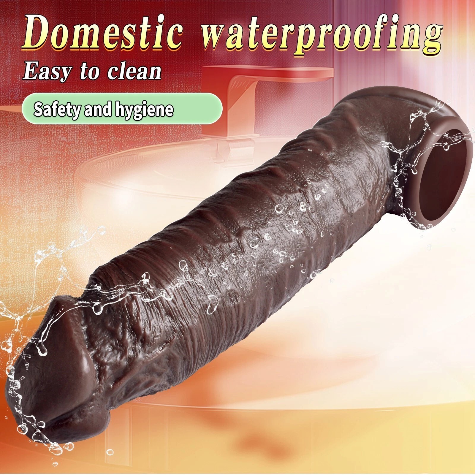 Penis Sheath Male Bigger Sleeve Girth Reusable Condom Extender-Enlarger-Enhancer