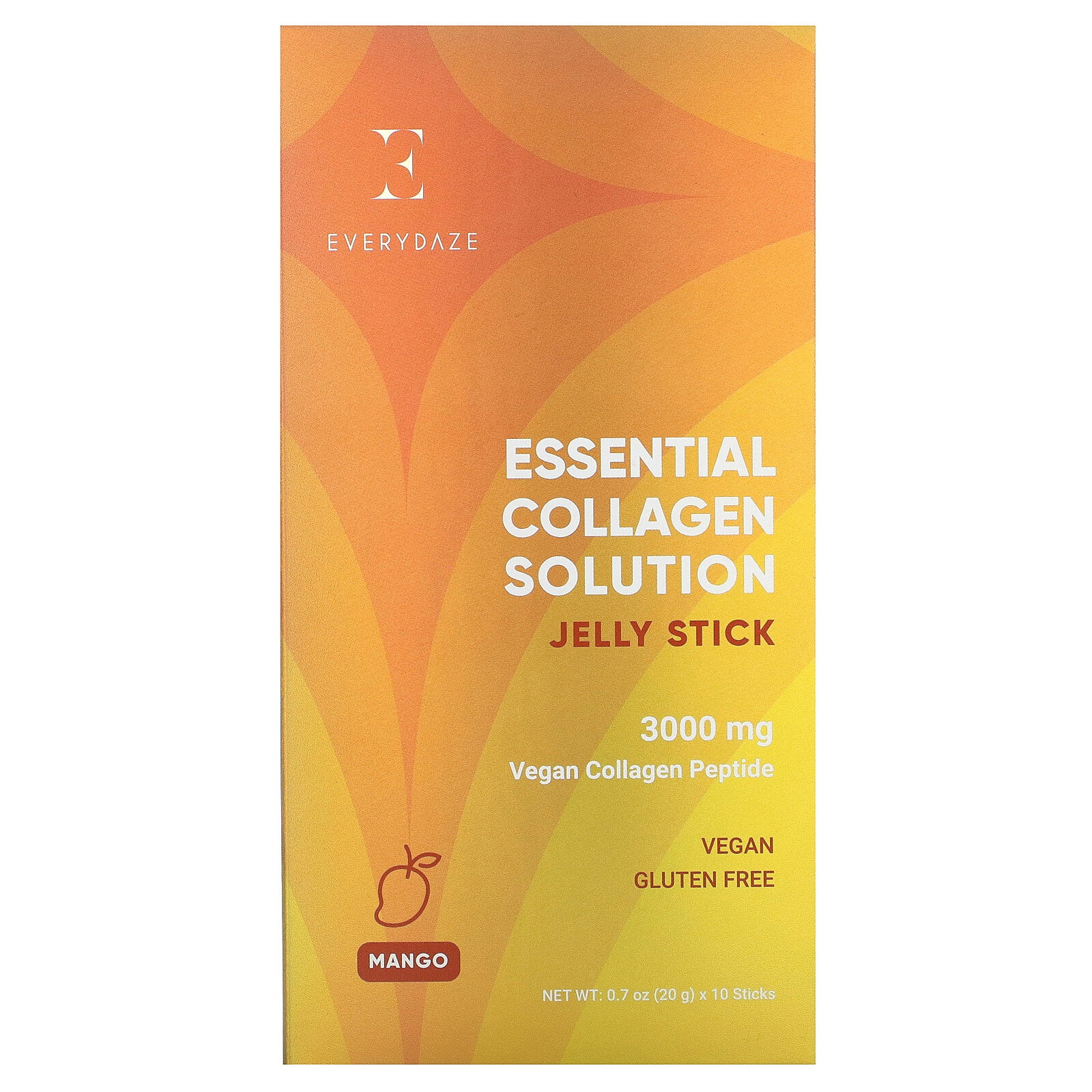 Essential Collagen Solution Jelly Stick, Mango, 3,000 mg, 10 Sticks, 0.7 oz (20