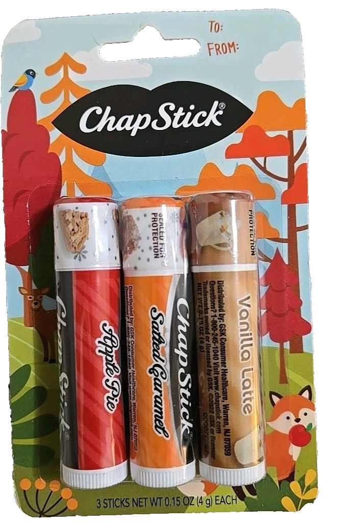 12 CHAPSTICK FALL COLLECTION Apple Pie, Salted Caramel, Vanilla Latte