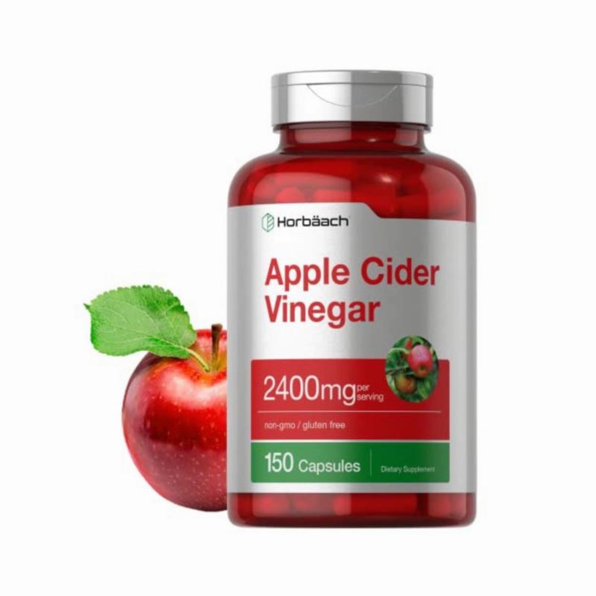 Horbäach Apple Cider Vinegar 2400mg – 150 Caps, Non-GMO & Gluten Free