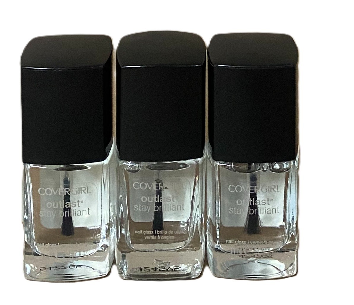 (Pack 3) Covergirl Outlast Stay Brilliant Nail Polish 105 Crystal Clear 0.37oz