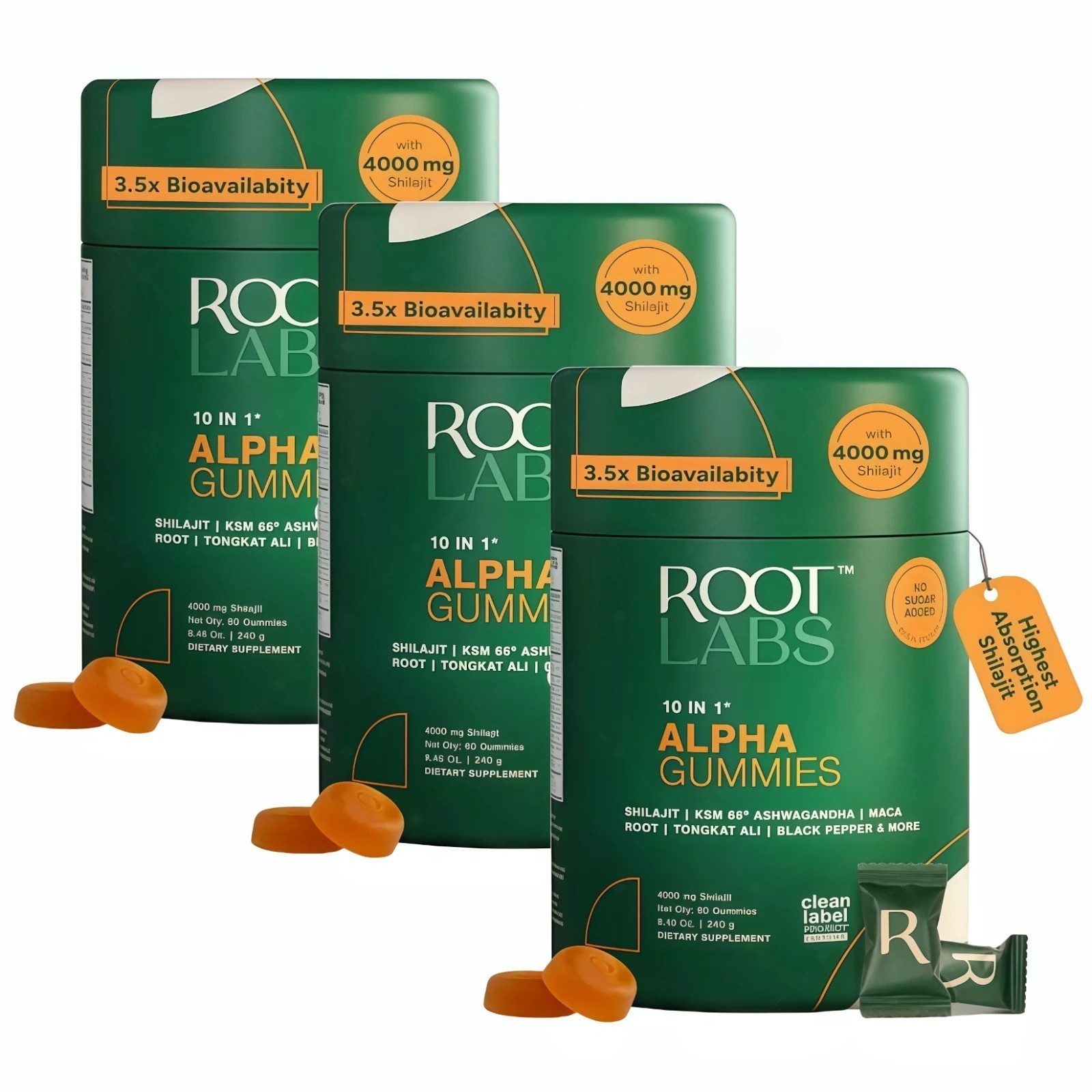 NEW 3Pack Alpha Shilajit Gummies 4000mg | 60 Count | Herbal-Supplement