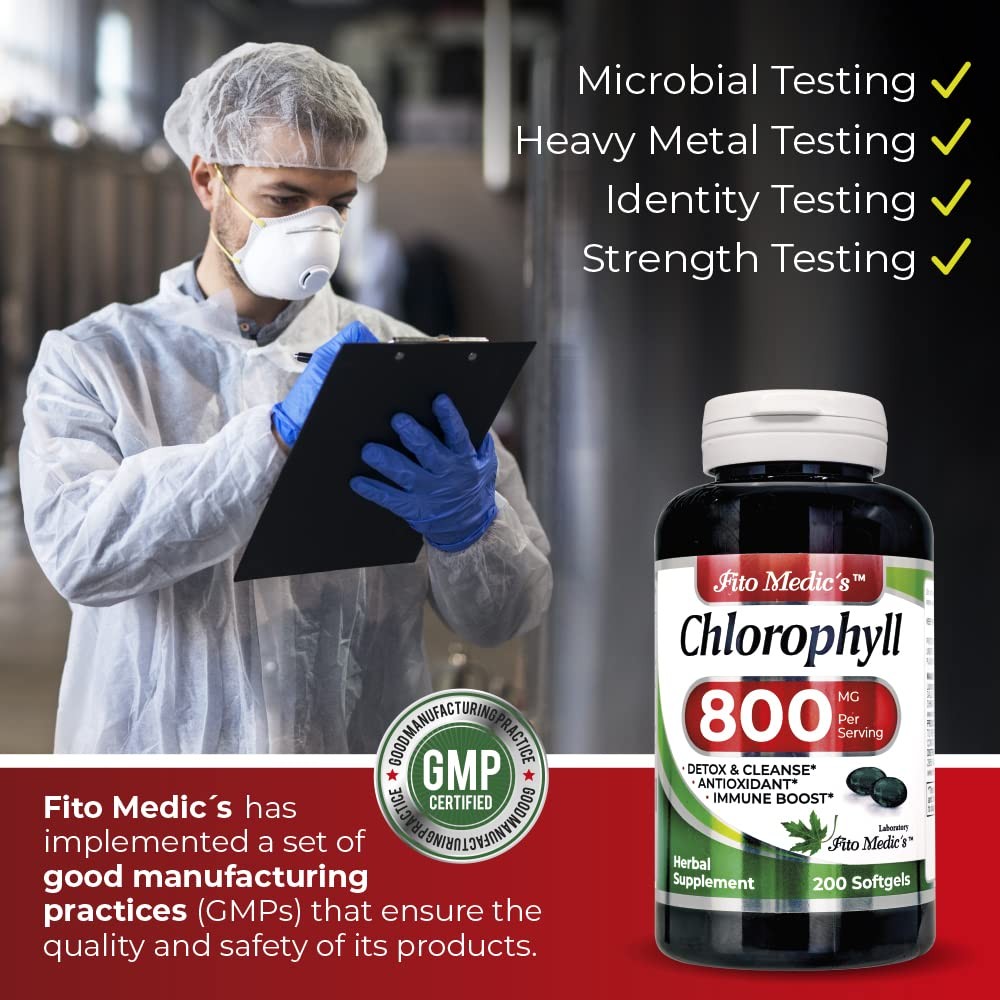 Lab – Chlorophyll – pure – 800 mg per serving- 200 Softgels – chlorophyll capsul