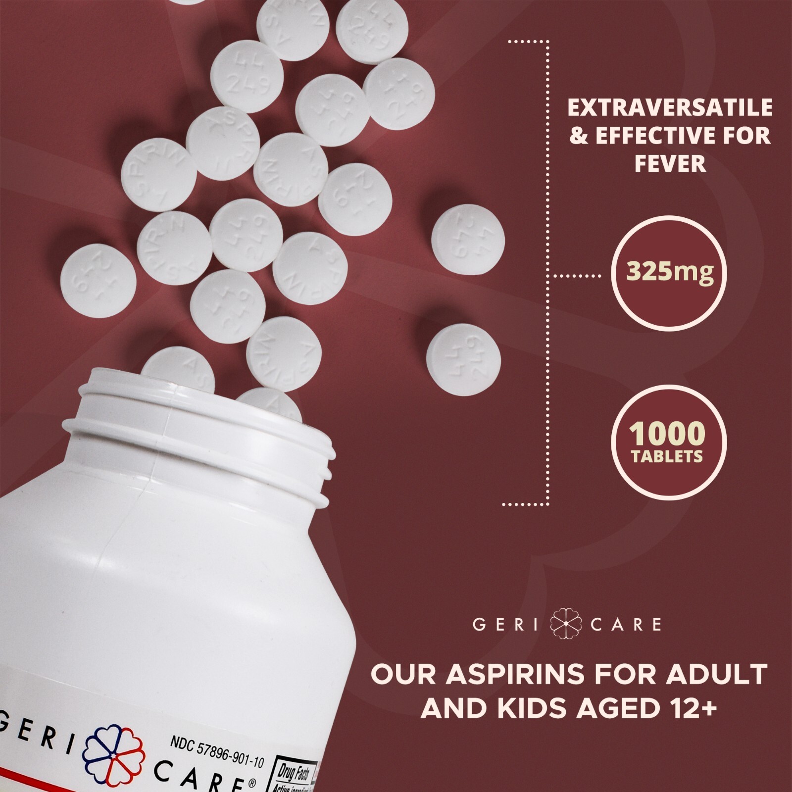 Geri-Care, Aspirin Tablets 325mg by Geri-Care, 1000 Count