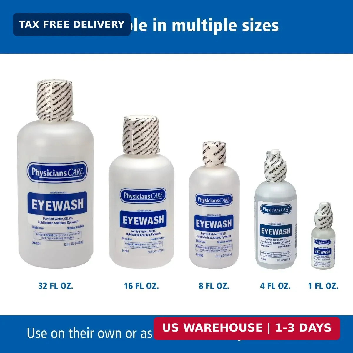 PhysiciansCare by First Aid Only 7-006 Eye Wash Solution, 4 oz Bottle
