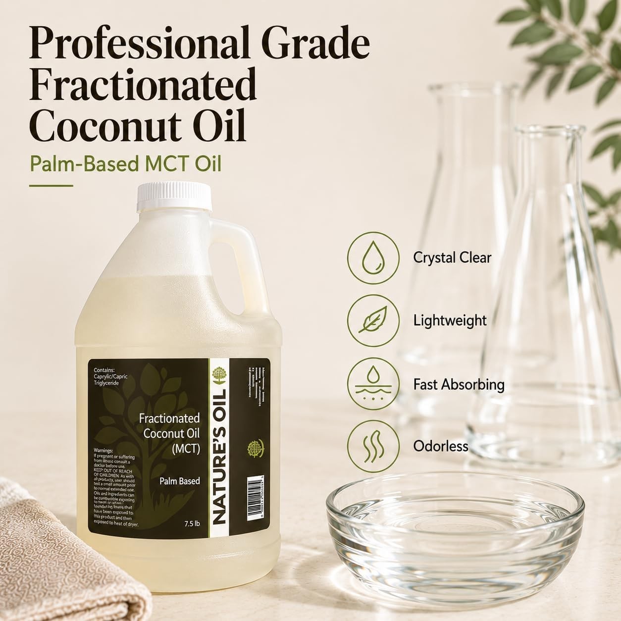 Fractionated Coconut Oil MCT Oil Oil Gallon for Massage, Diluting Essential O…
