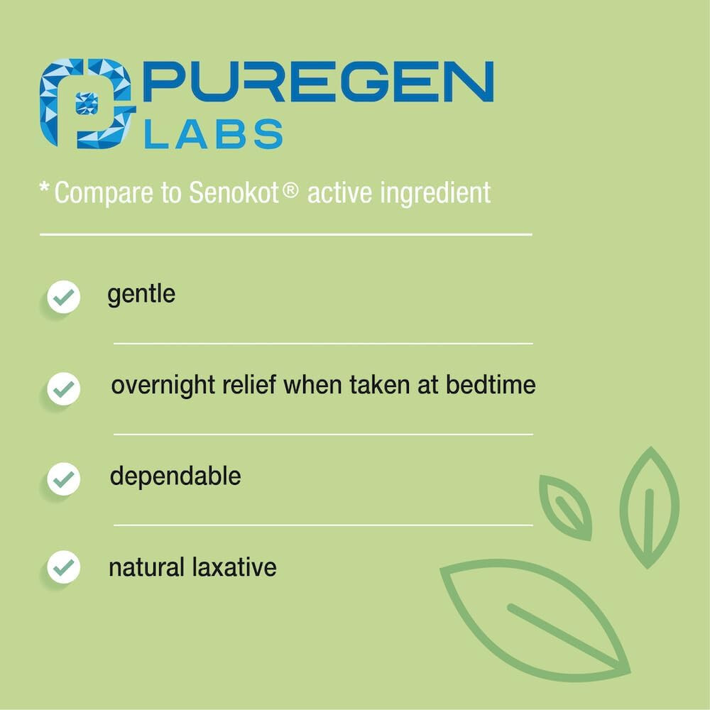 Puregen Senna Natural Vegetable Laxative 1000 Tablets Constipation Relief 1PK