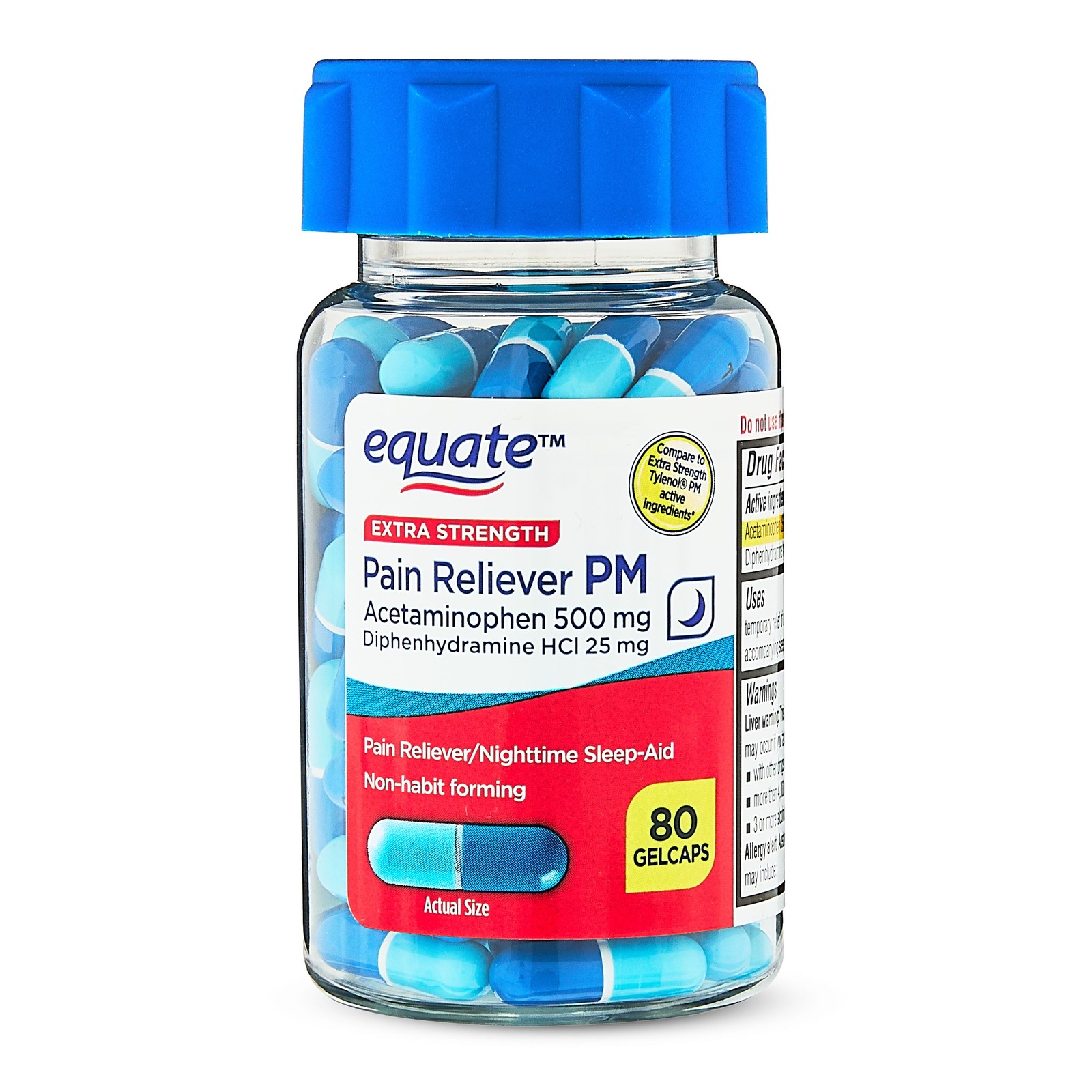 Equate Extra Strength Pain Reliever PM, Alcohol-Free, Acetaminophen, Pain Relief