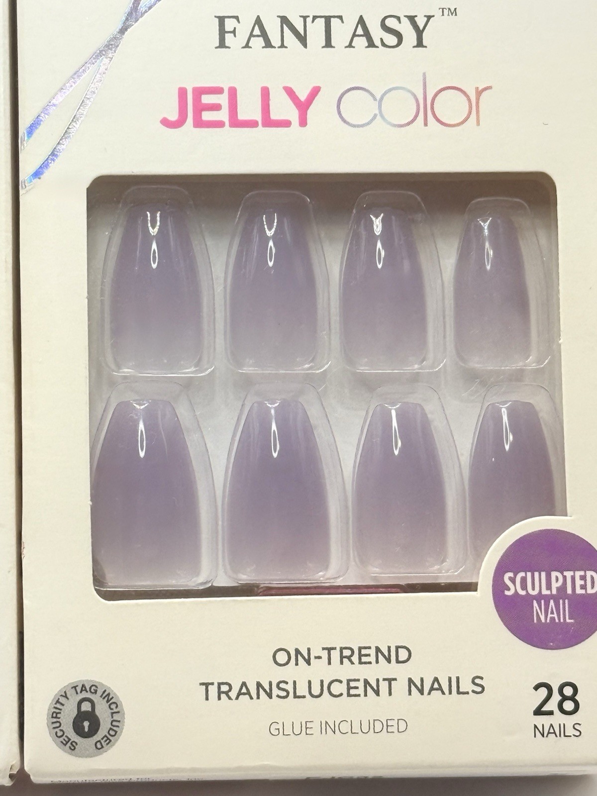 Kiss Gel Fantasy Jelly Color Press-On Nails Medium Purple 88741 (Lot Of 2)
