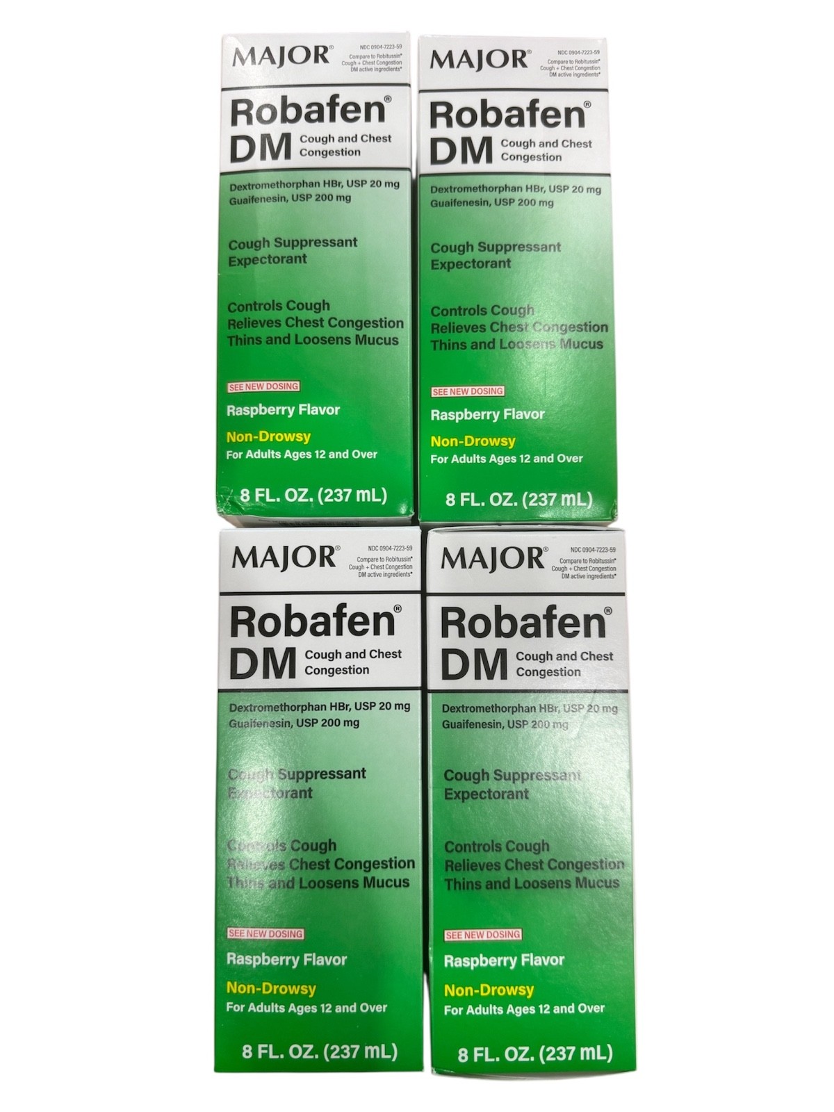 Major Robafen DM Cough & Chest Congestion 8 Fl oz each (4 Pack)- 07-2026 /Later