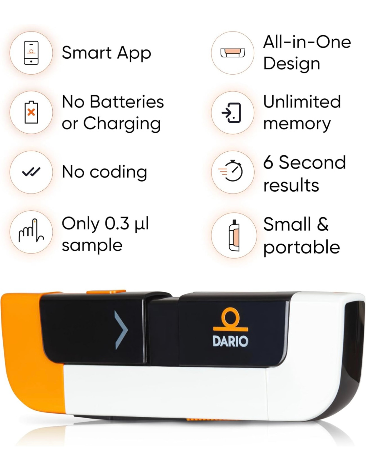 Dario Smart Blood Glucose Monitor Kit Google Play Apple and Carrying Travel Case