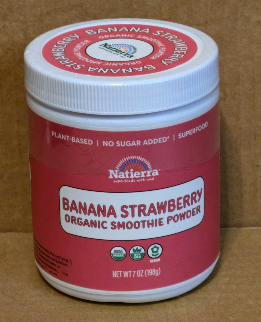 Natierra Banana Strawberry Organic Smoothie Powder – 7 oz – Superfood – BB 08/26
