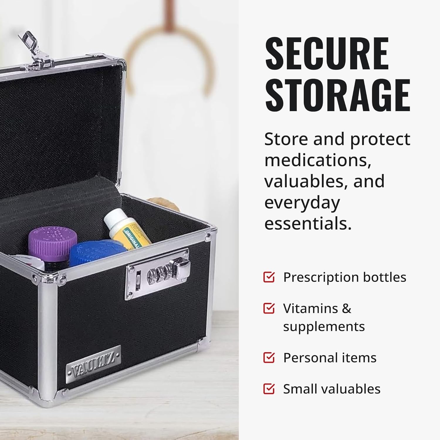 Metal Lockbox with Code – Portable Medication Safe