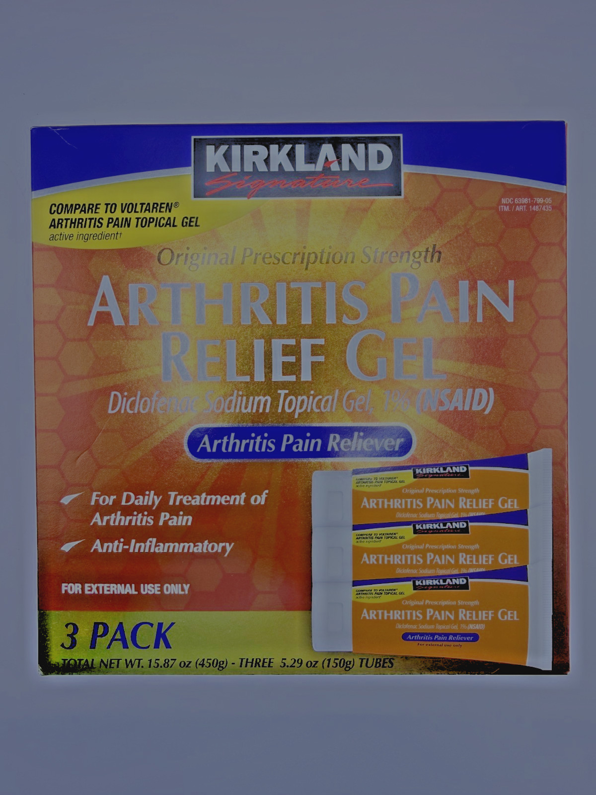 Kirkland Diclofenac Sodium Topical Gel 1% Arthritis Pain Relief Gel Original