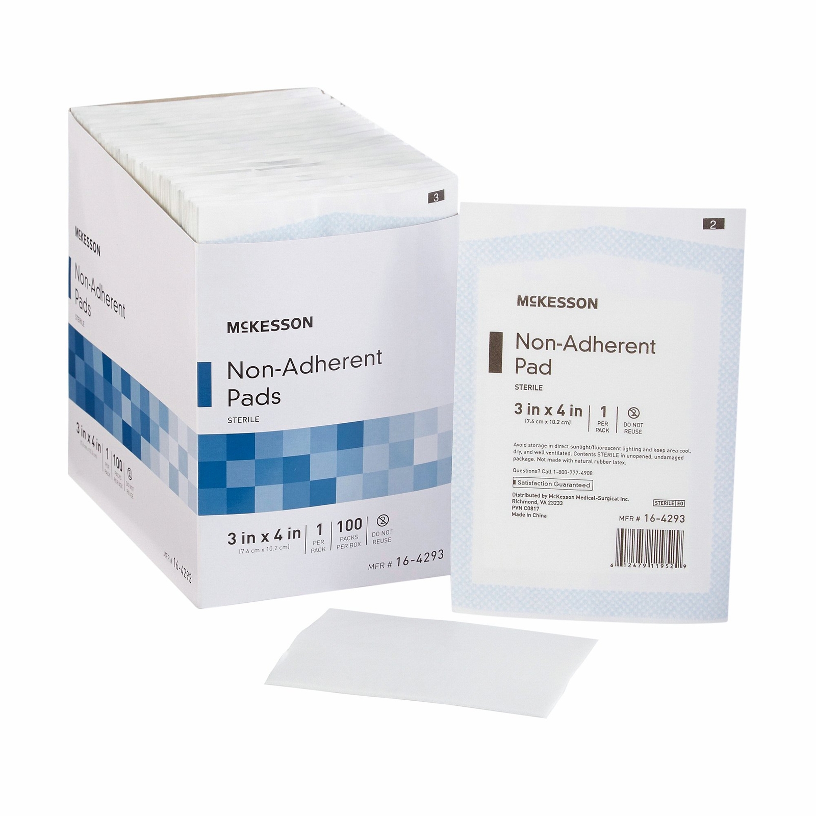 McKesson Sterile Non-Adherent Dressing Rectangle 3 x 4″ 16-4293 100 per Box