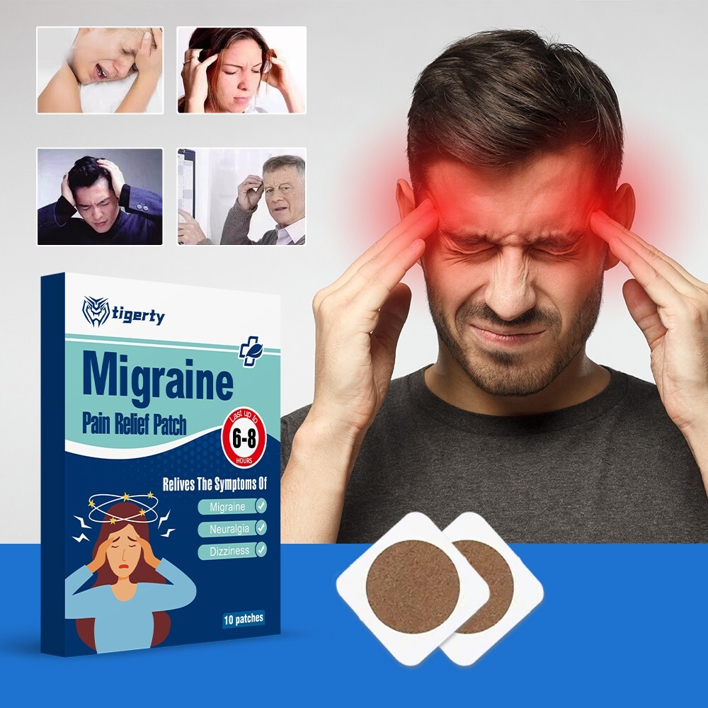 10Pcs Migraine Headache Relief Patch, Fast Acting Support for Neuralgia Symptoms