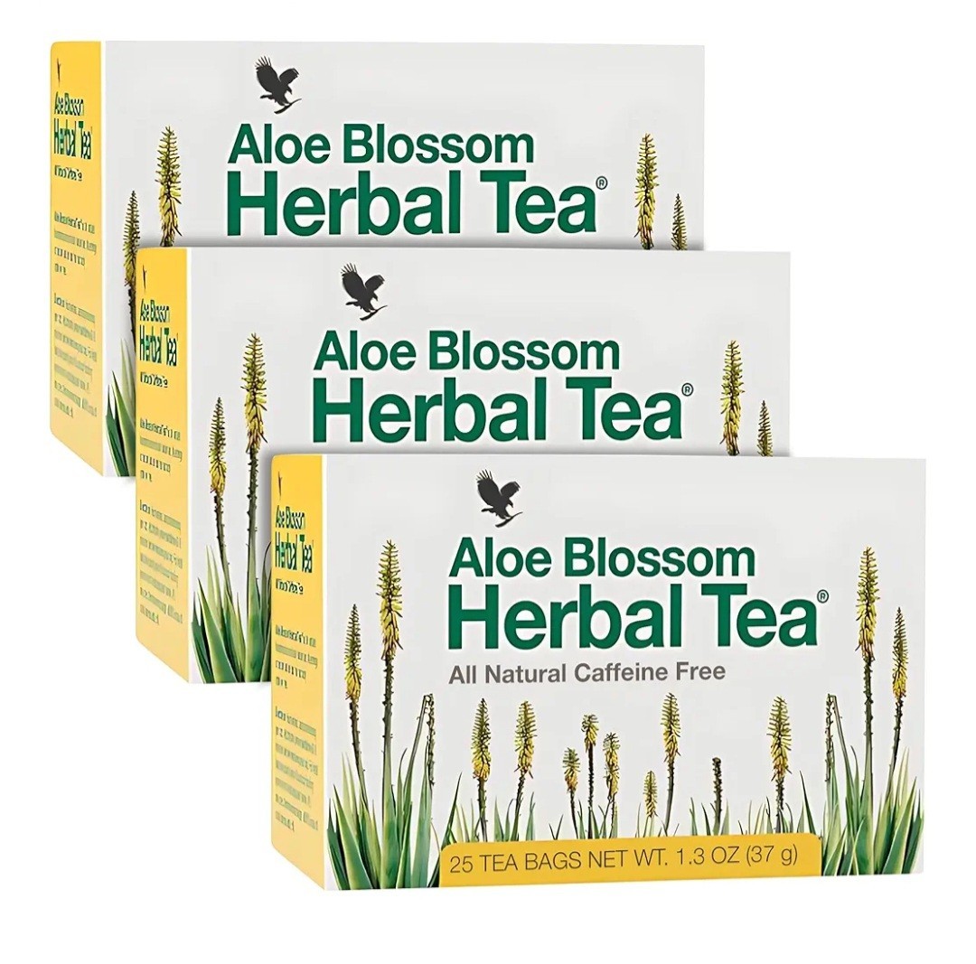 3 Forever Aloe Blossom Herbal Tea (25 bags each) Caffeine Free HALAL/KOSHER