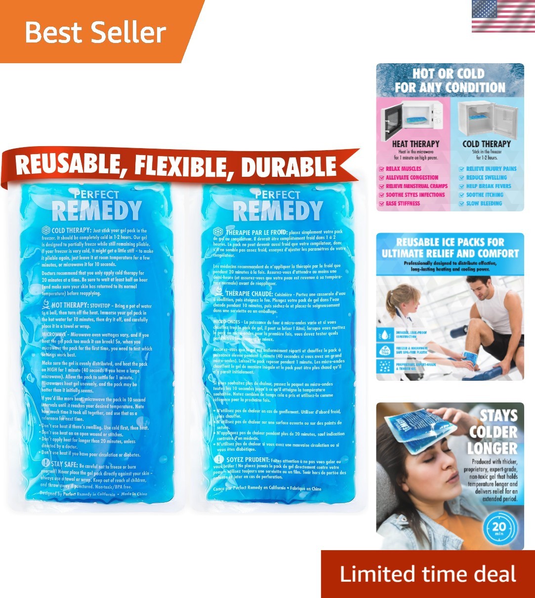 Durable Reusable Ice Packs – 2-Pack for Targeted Hot & Cold Therapy Relief