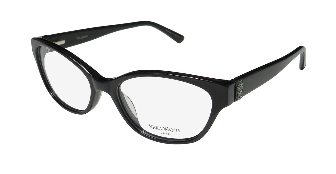 NEW VERA WANG LUXE RAINA EYEWEAR CAT EYE FULL-RIM BLACK WOMENS PLASTIC BK