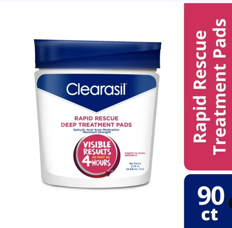 Clearasil Salicylic Acid Rapid Rescue Deep Treatment Acne Pads, 90 count