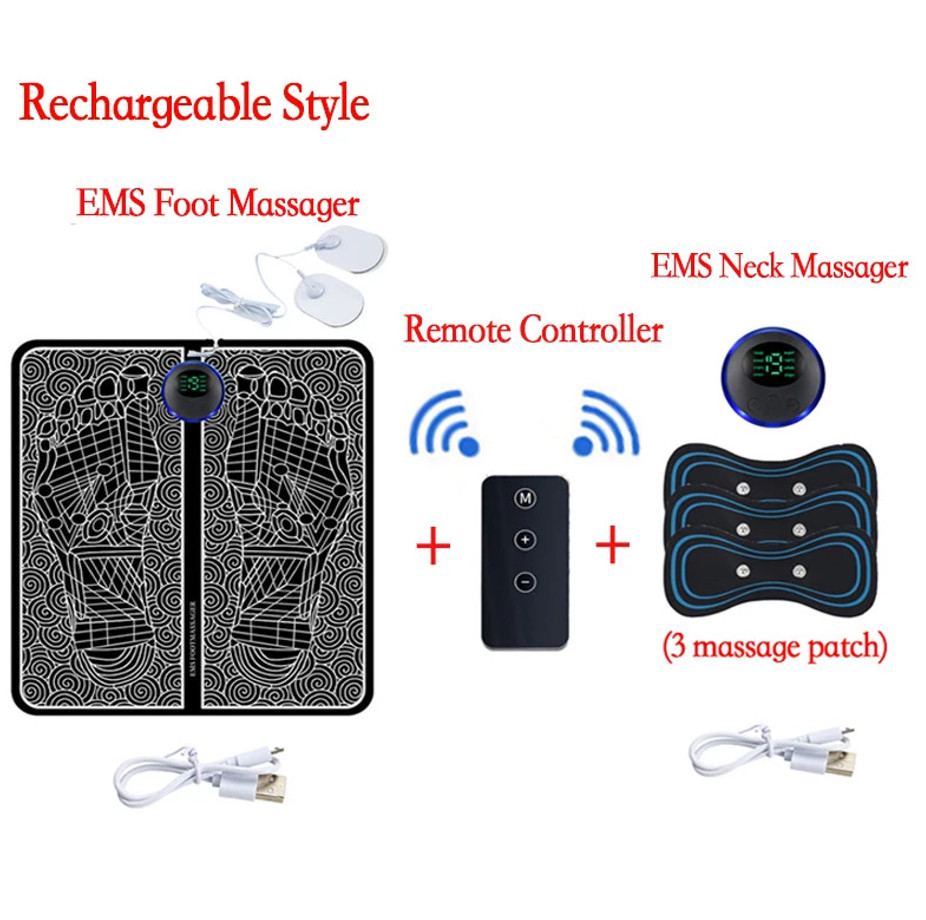 EMS Foot Massager for Relaxation -Foldable USB-charging Feet Massage Mat-8 Modes