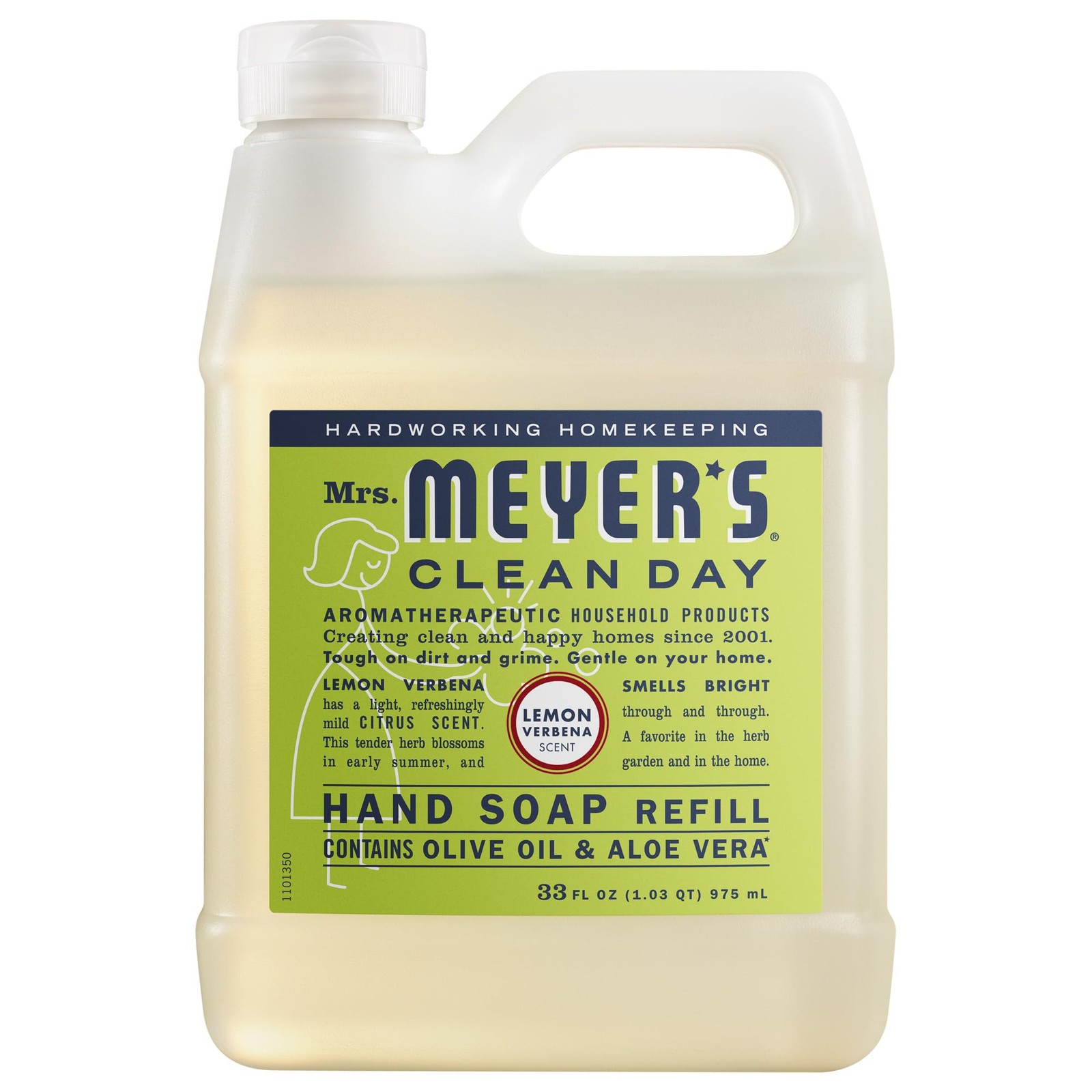 Mrs. Meyer’s Clean Day, Hand Soap Refill, Lemon 33 Fl Oz (Pack of 1), Clear