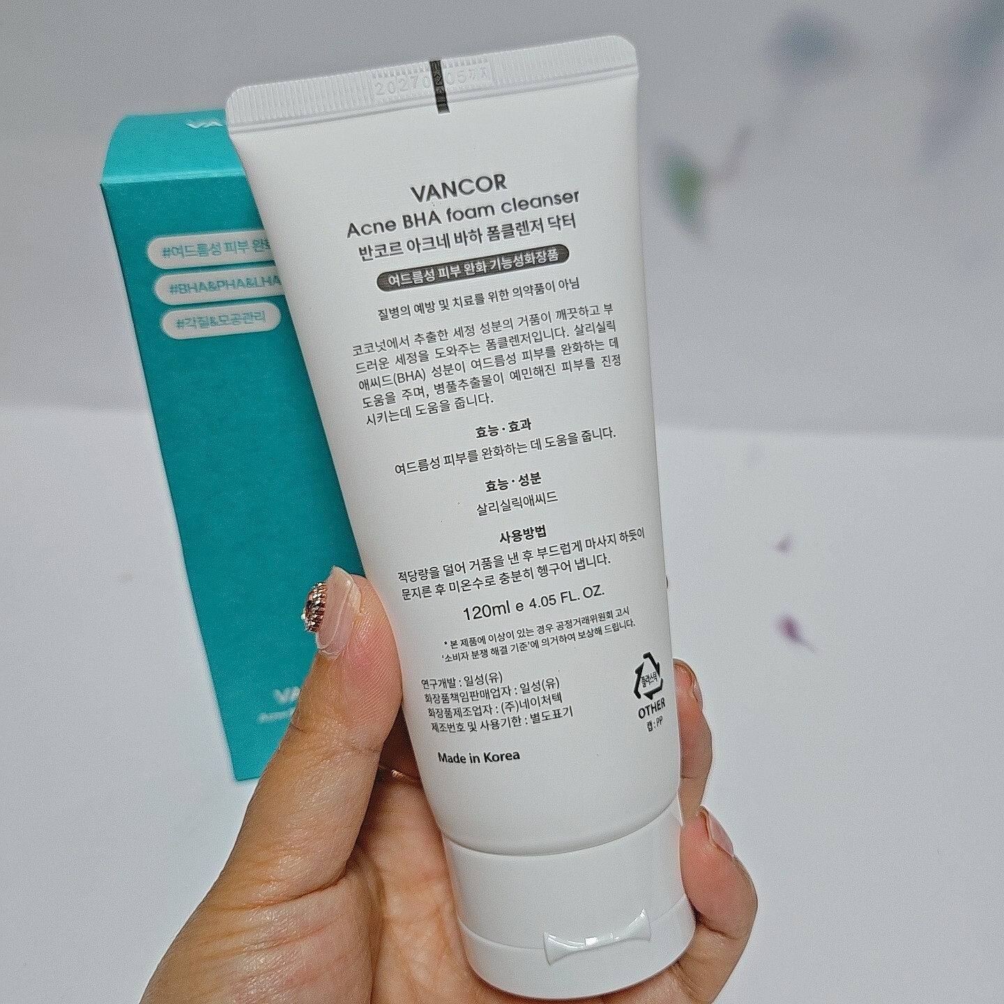 VANCOR:dr Acne BHA Foam Cleanser 120 ml / 4fl.ol Keratin +Trouble Care K-beauty