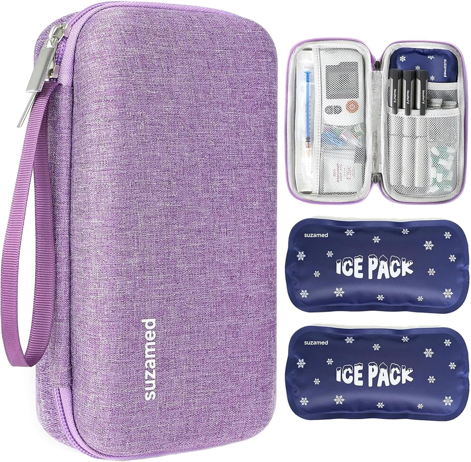 Durable EVA Insulin Travel Case with Large Capacity & 2 Reusable Ice Packs