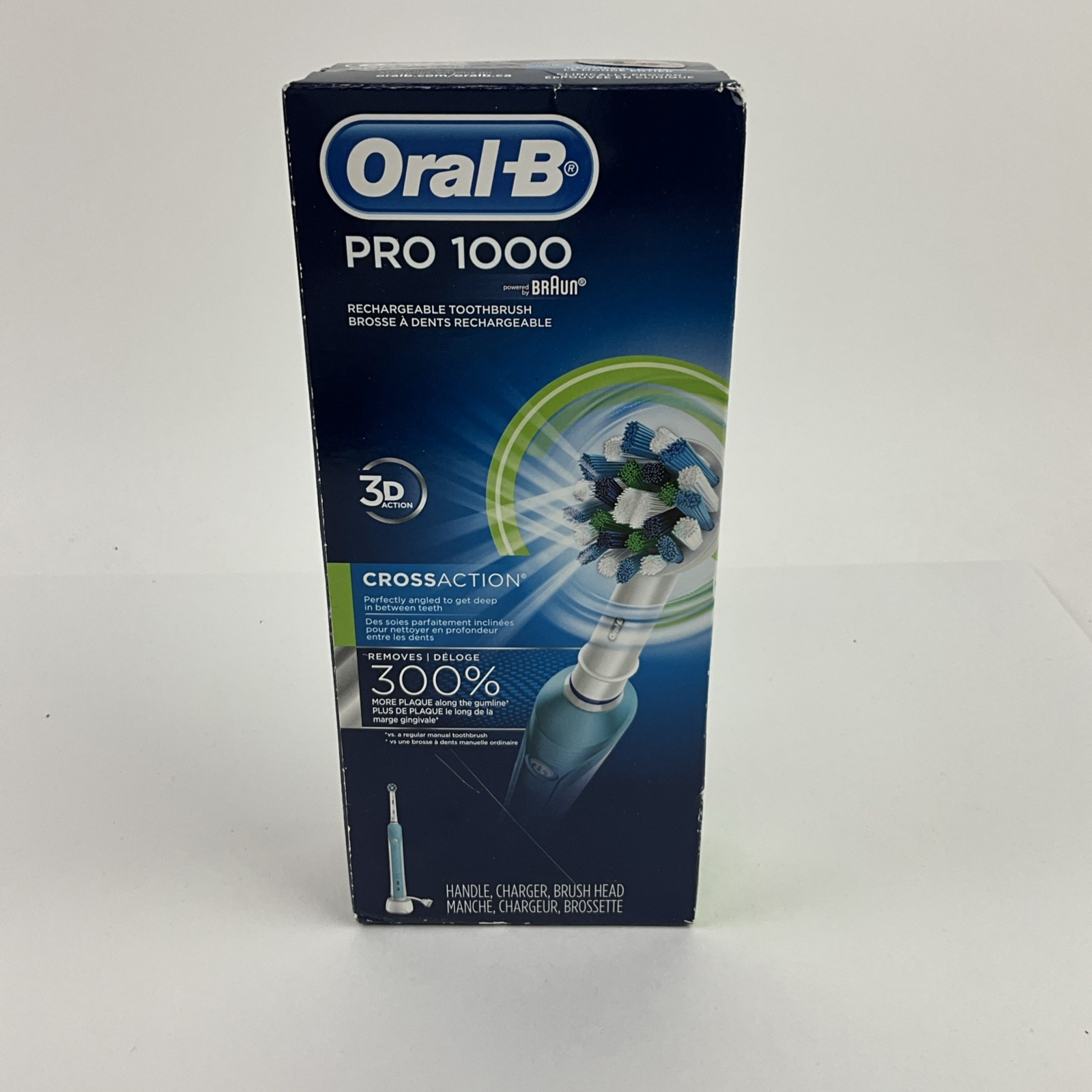 Oral-B Pro 1000 Rechargeable Electric Toothbrush White CrossAction Sealed New